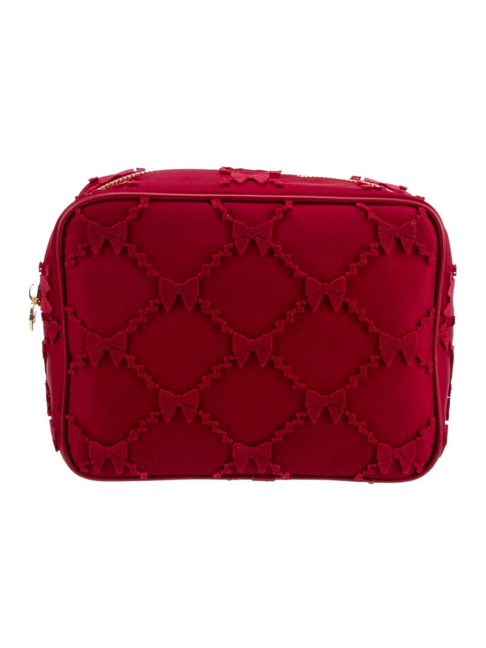 Stoney Clover Lane Burgundy Red tufted Bow large Cosmetic Pouch NWT